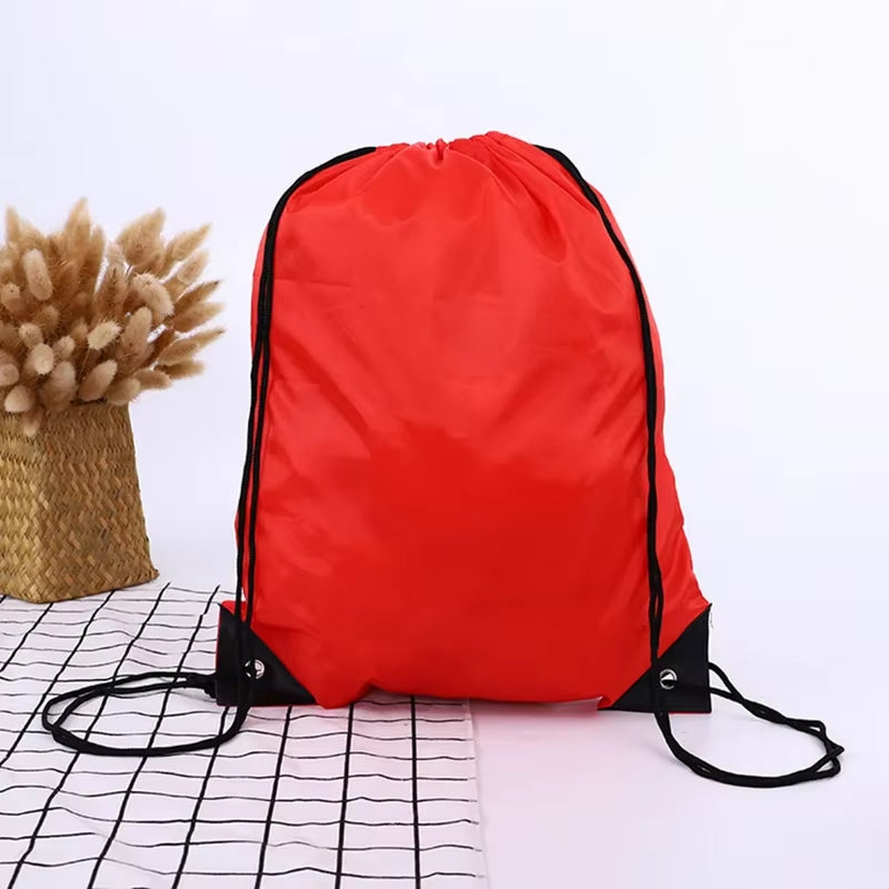 Nylon Color Portable Sports Bag Thicken Drawstring Belt Riding Backpack Gym Drawstring Shoes Bag Clothes Backpacks Waterproof