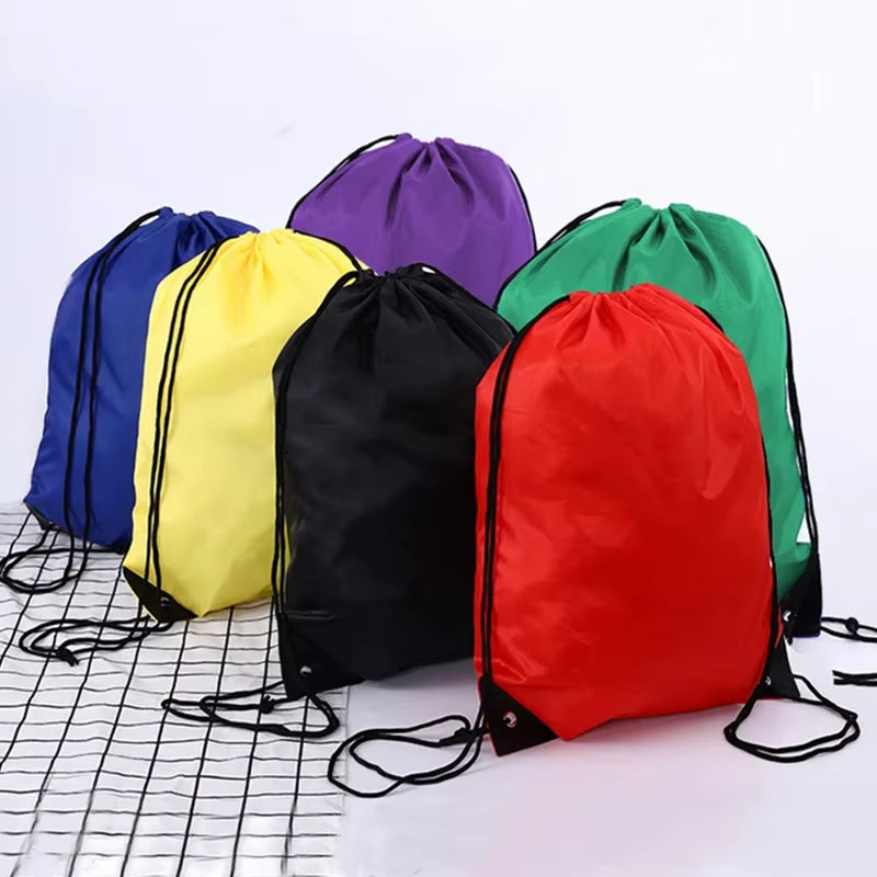 Nylon Color Portable Sports Bag Thicken Drawstring Belt Riding Backpack Gym Drawstring Shoes Bag Clothes Backpacks Waterproof