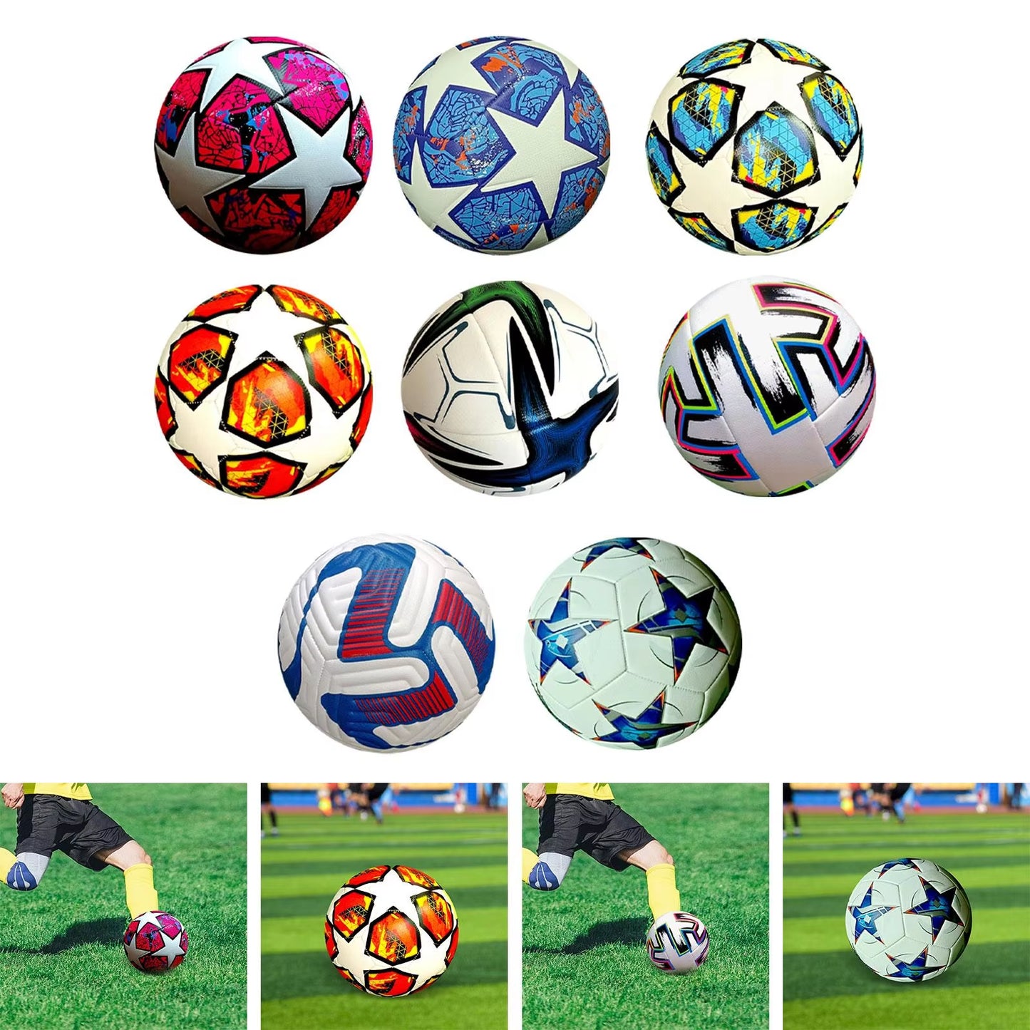 Soccer Ball Size 5 Novelty Patterns Soccer Training Professional Training Ball for Game School Practice Competition Outdoor Toys