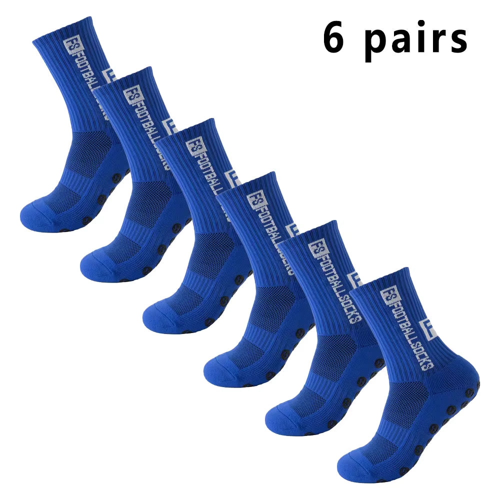 6 Pairs Soccer Socks Sports Grip Socks Anti-Slip Basketball Socks Spot Rubber Anti-Slip Cotton Soccer Socks