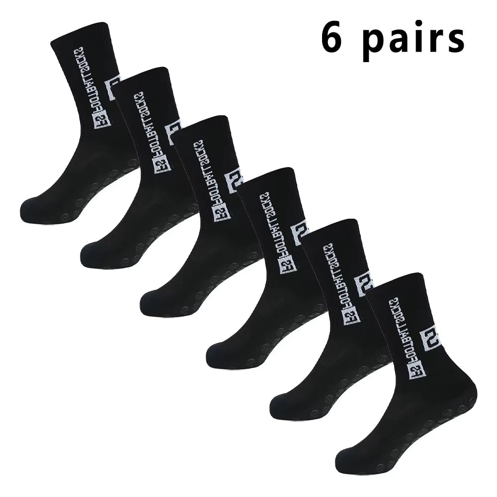 6 Pairs Soccer Socks Sports Grip Socks Anti-Slip Basketball Socks Spot Rubber Anti-Slip Cotton Soccer Socks