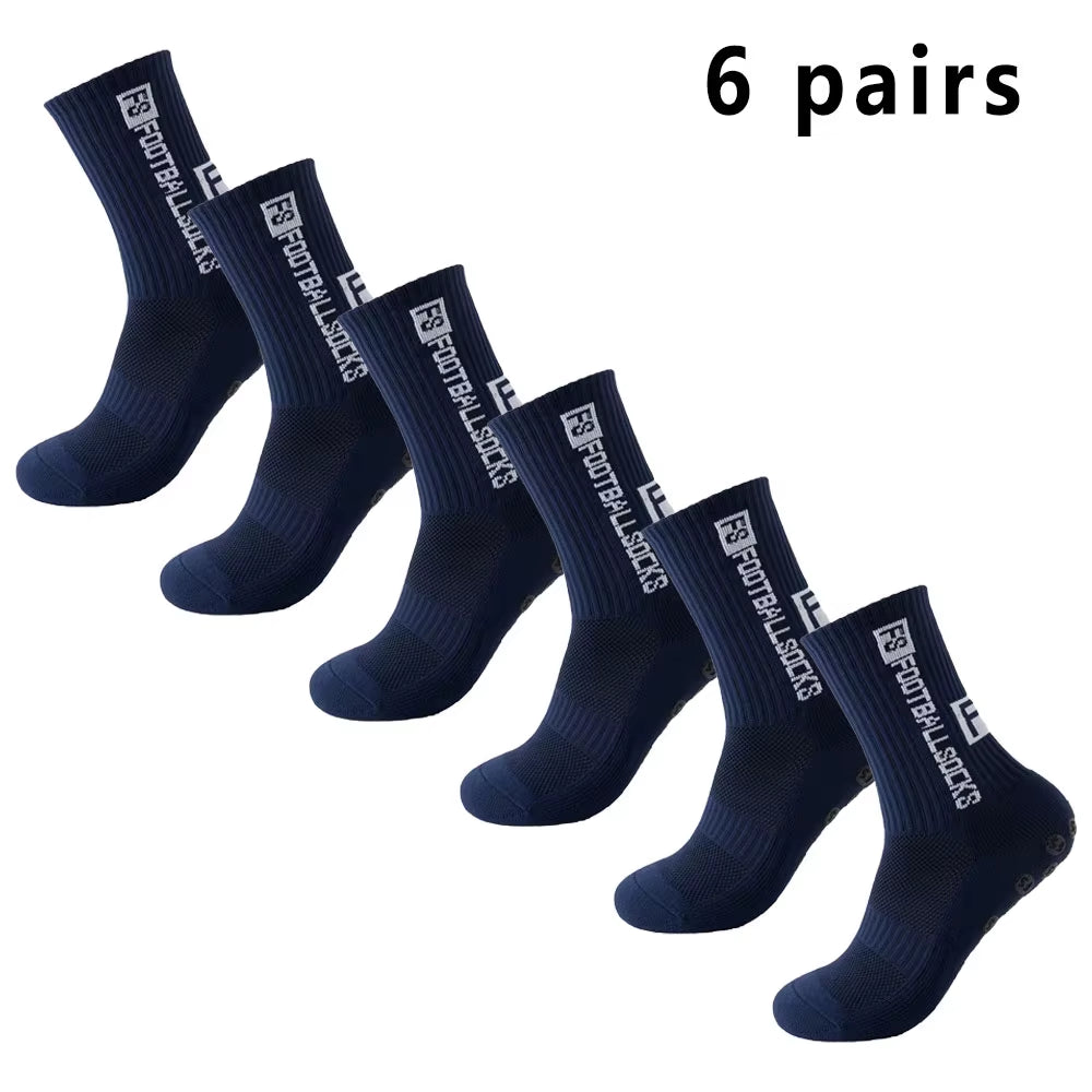 6 Pairs Soccer Socks Sports Grip Socks Anti-Slip Basketball Socks Spot Rubber Anti-Slip Cotton Soccer Socks